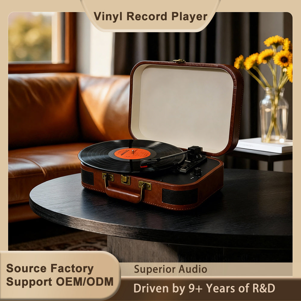 TR107 Bluetooth Suitcase Record Player with Built-in Speakers | OEM Turntable Manufacturer