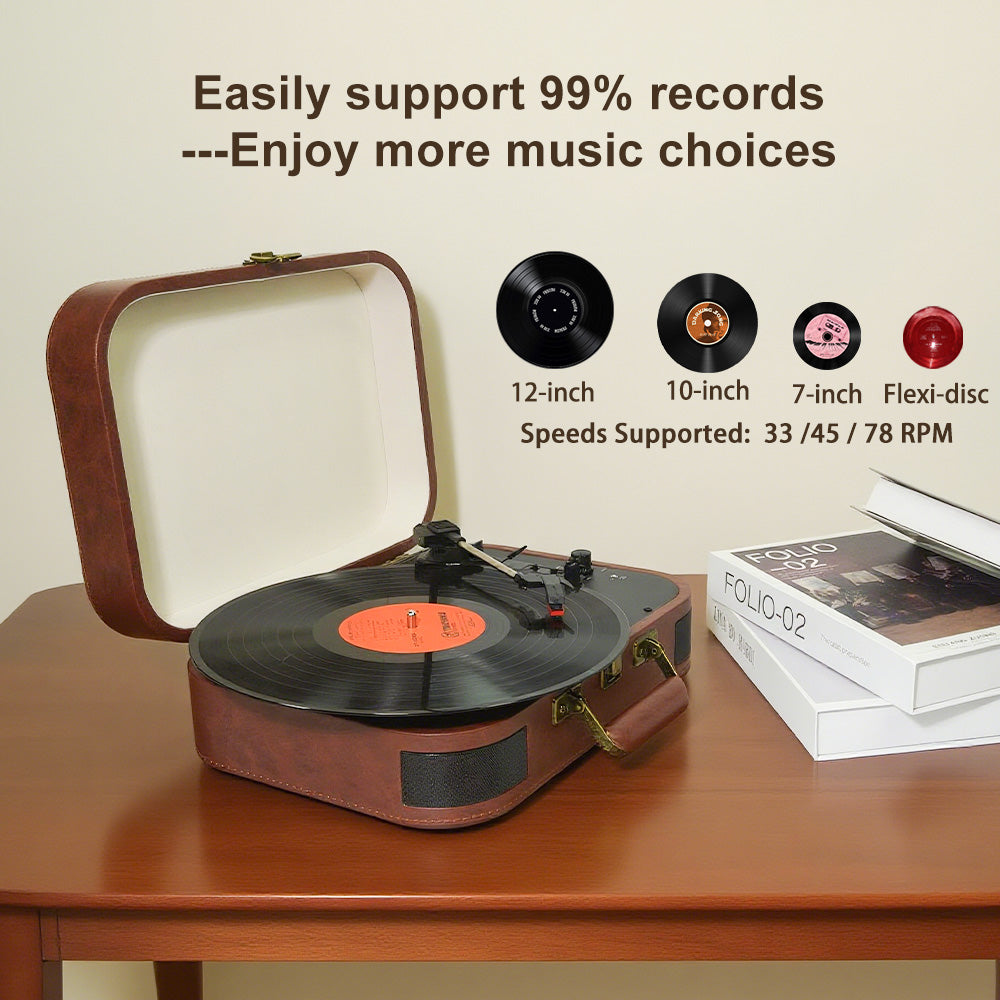 TR107 Bluetooth Suitcase Record Player with Built-in Speakers | OEM Turntable Manufacturer