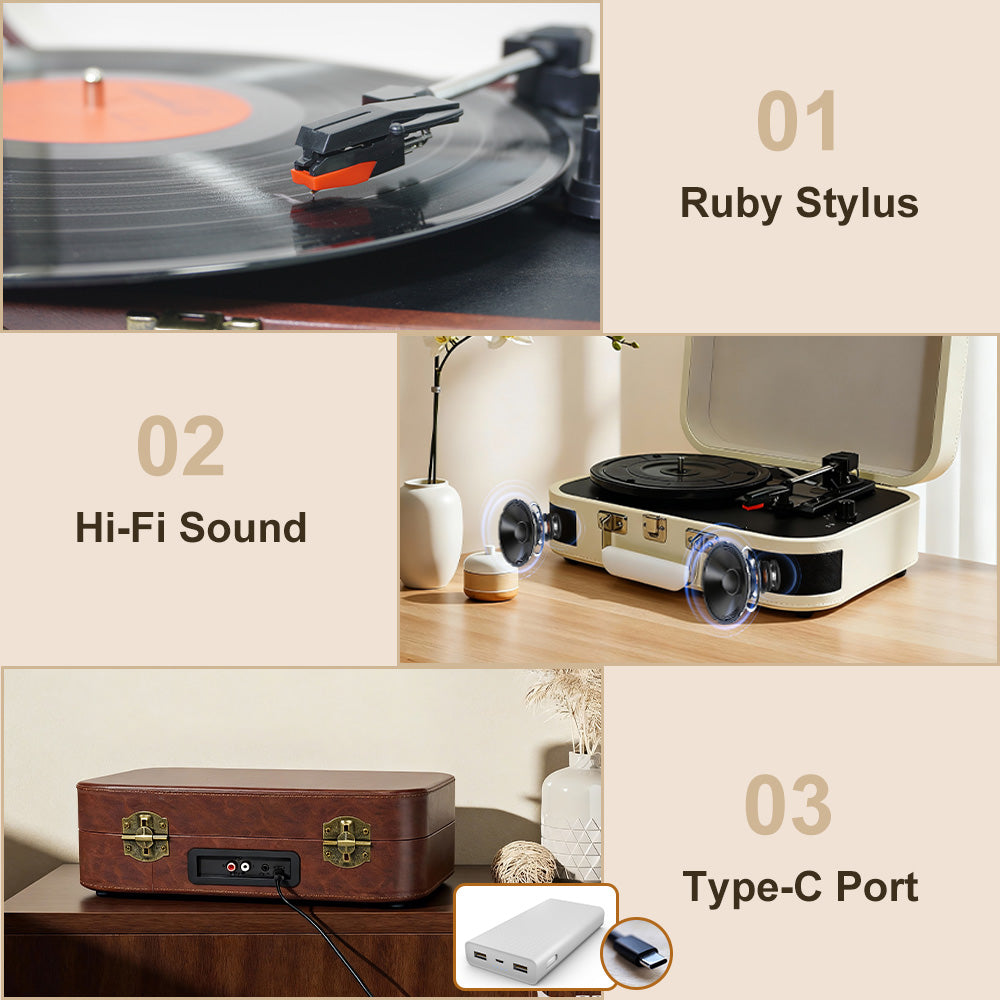 TR107 Bluetooth Suitcase Record Player with Built-in Speakers | OEM Turntable Manufacturer