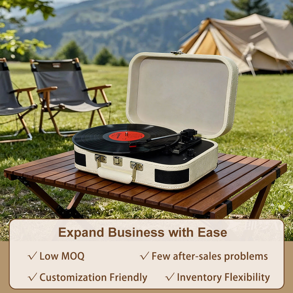 TR107 Bluetooth Suitcase Record Player with Built-in Speakers | OEM Turntable Manufacturer