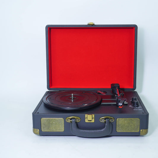TR102-D Portable Bluetooth Suitcase Record Player with Built-in Stereo Speakers