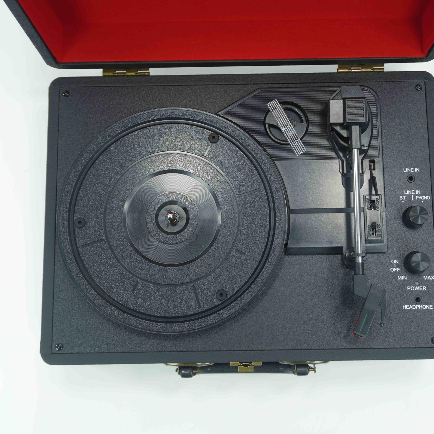 TR102-D Portable Bluetooth Suitcase Record Player with Built-in Stereo Speakers