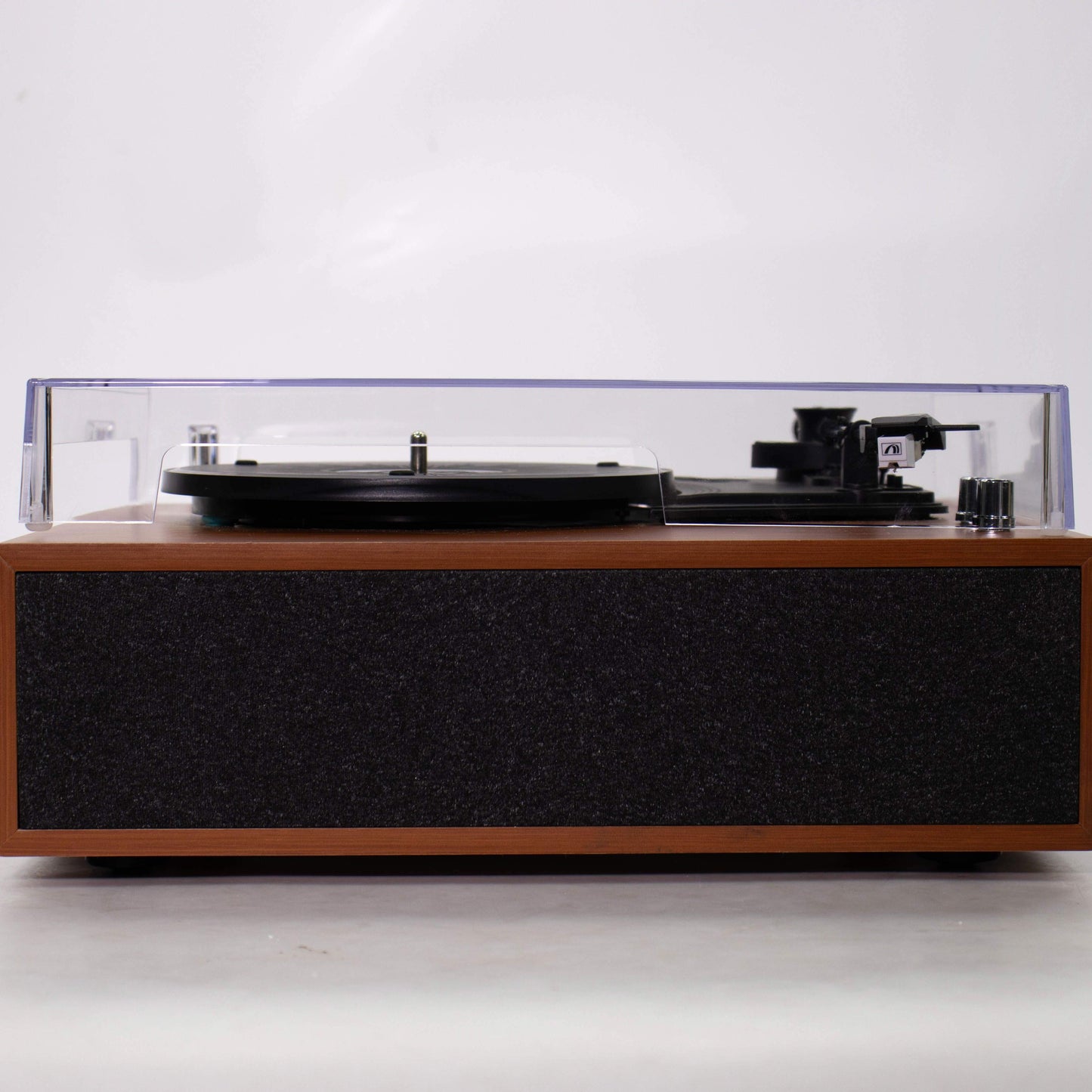 M102 Wood-Grain Bluetooth Record Player with Built-in Stereo Speakers