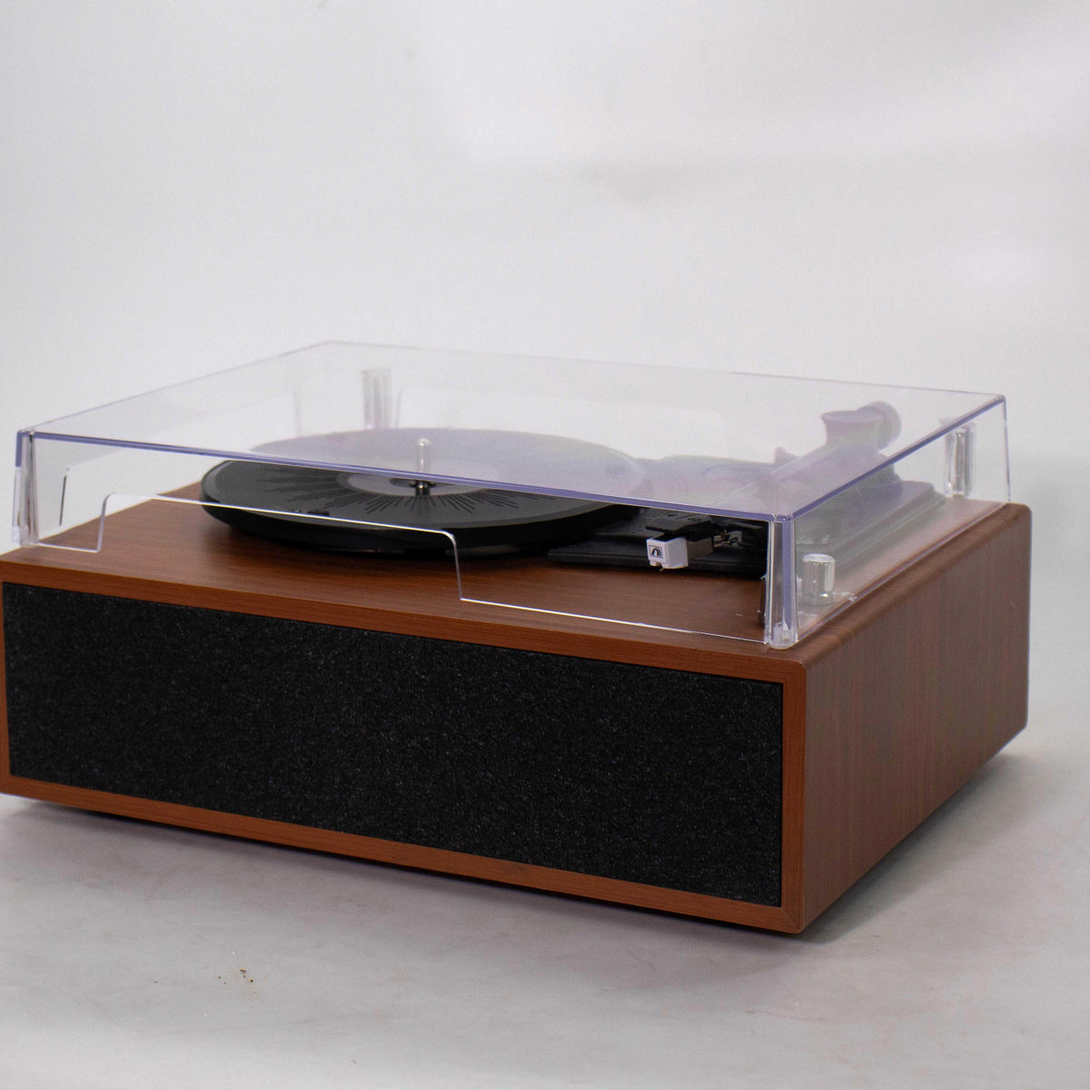 M102 Wood-Grain Bluetooth Record Player with Built-in Stereo Speakers