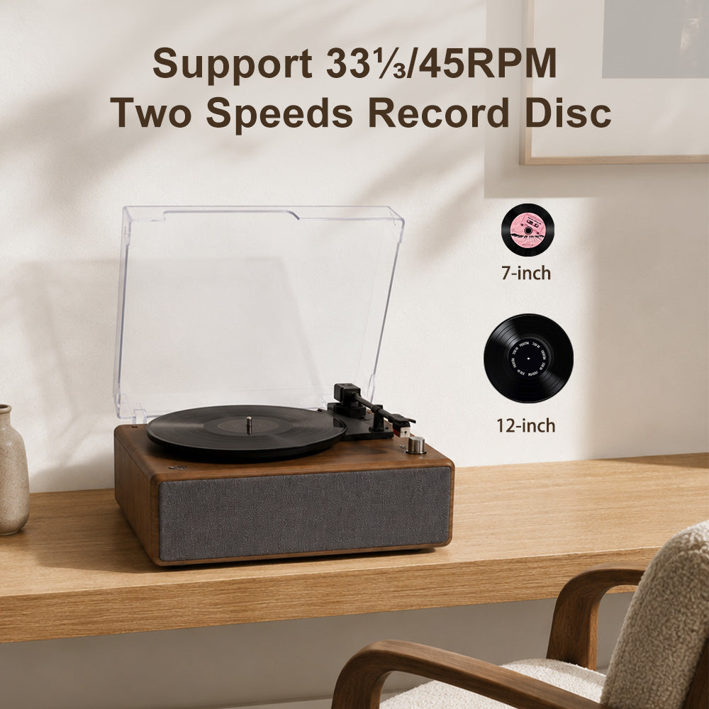 M103 Bluetooth Record Player with Bluetooth Input & Output and Built-in Speakers