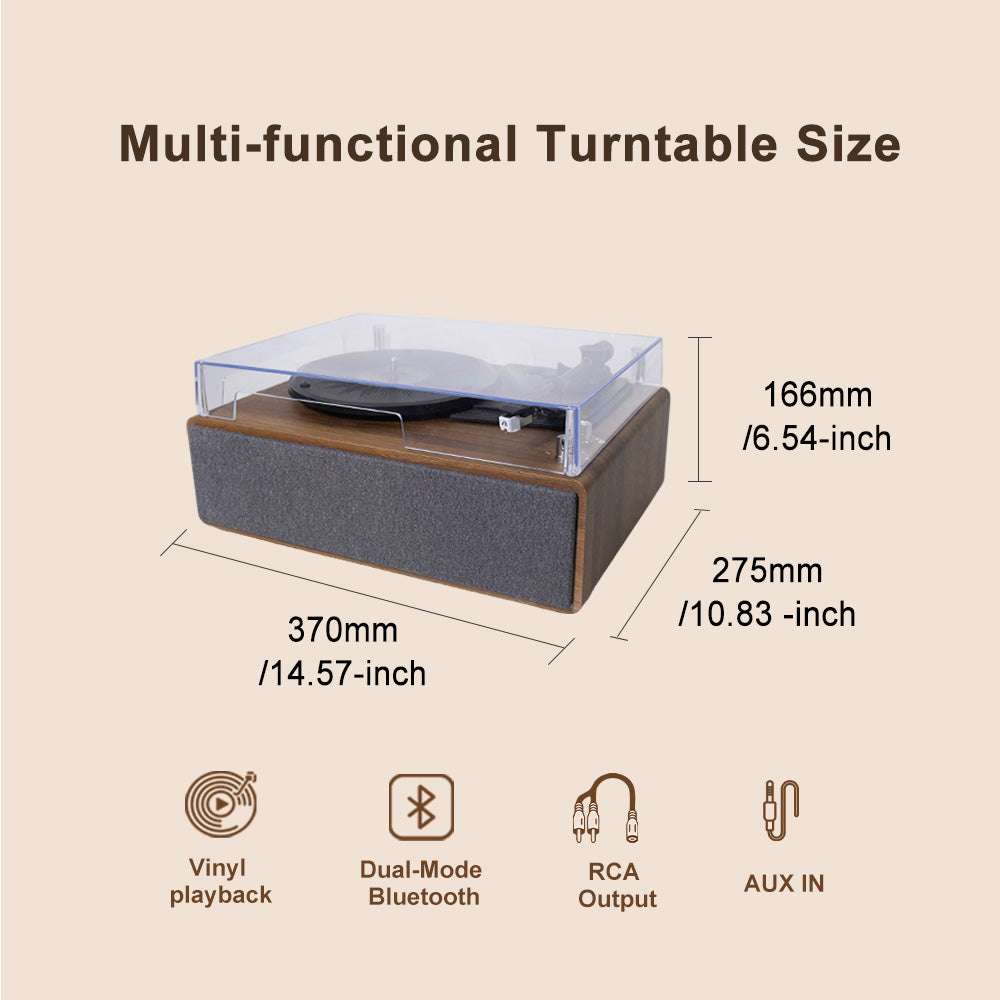 M103 Bluetooth Record Player with Bluetooth Input & Output and Built-in Speakers
