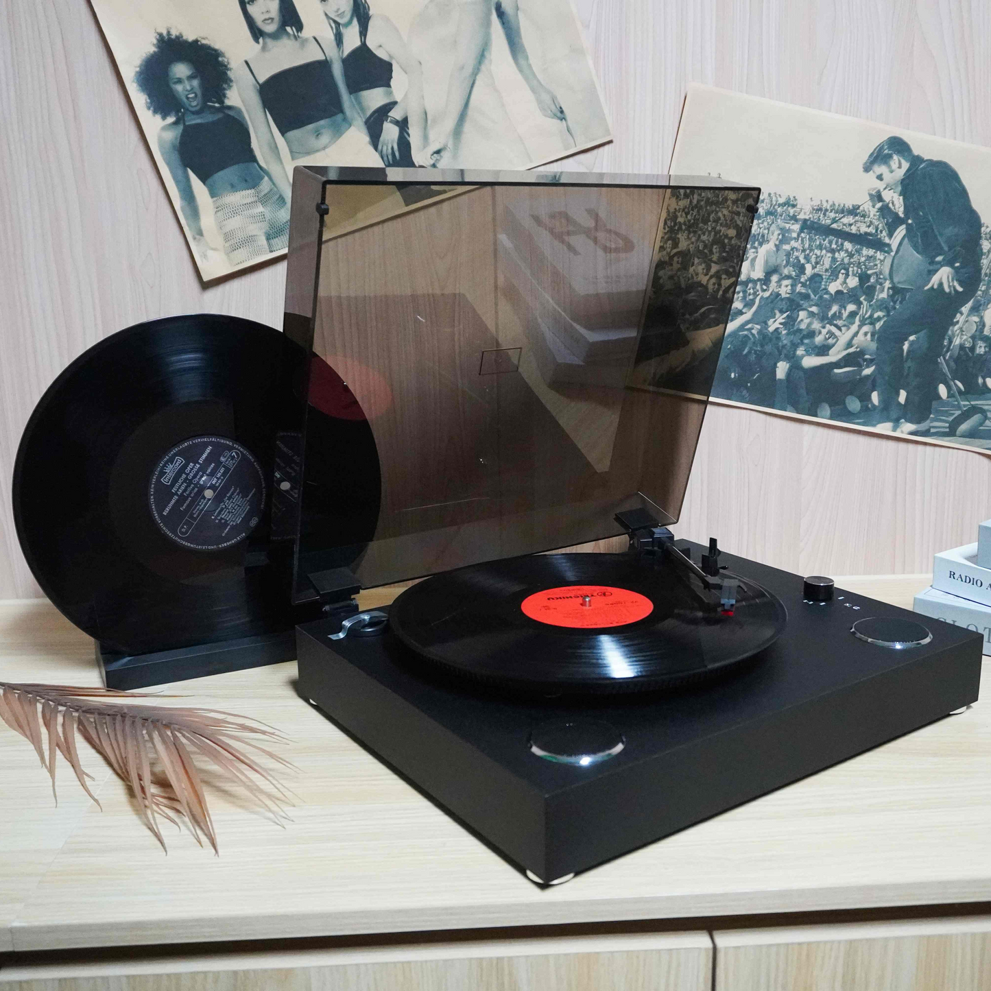 TR113 Vintage Hi-Fi Belt-Drive Turntable with Built-in Stereo Speakers
